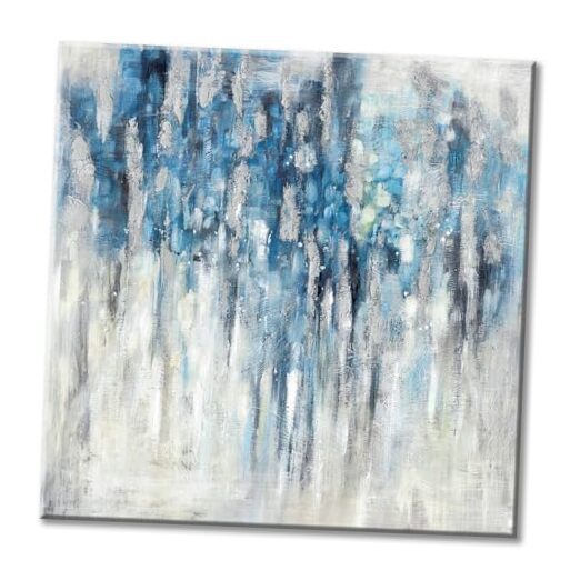 Blue and Gray 24x24 Abstract Wall Art Canvas Painting-image