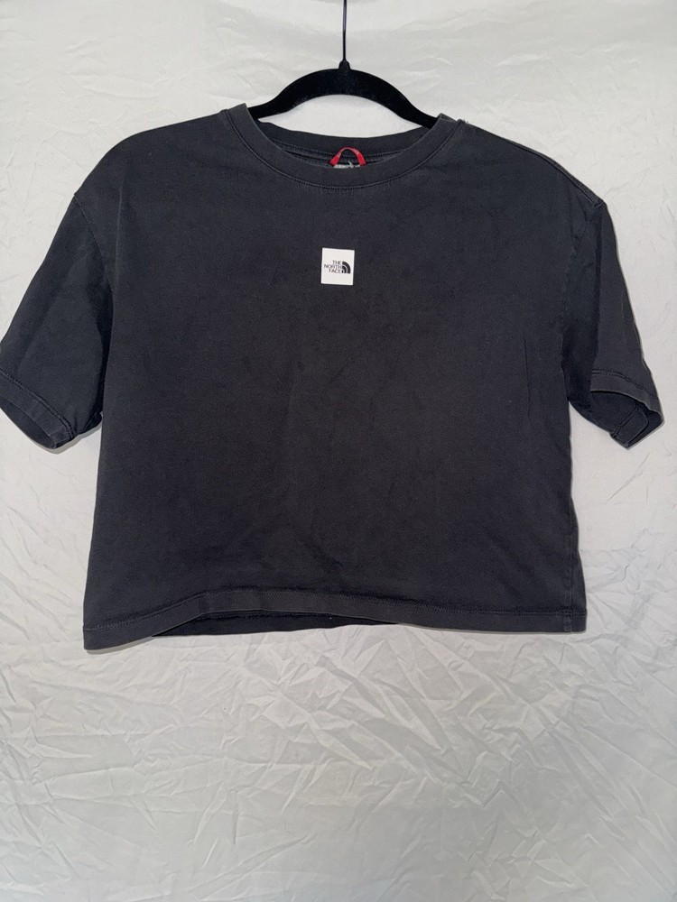 The North Face Women’s Medium Cropped Logo T Shirt Gray Short Sleeve