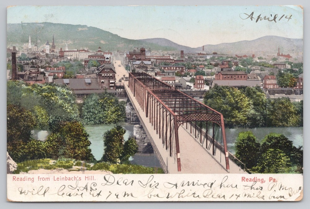 Reading From Leinbach's Hill Reading Pennsylvania PA Postcard UDB 1907