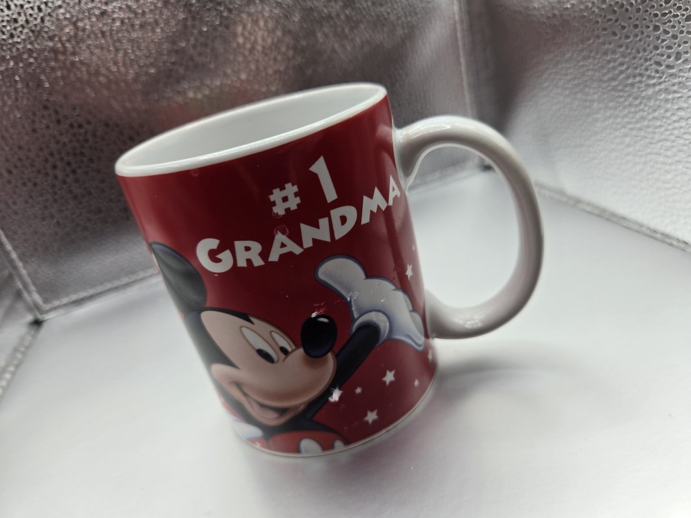 Disney Jerry Leigh #1 Grandma Mug Mickey Minnie Donald Goofy Pluto Red