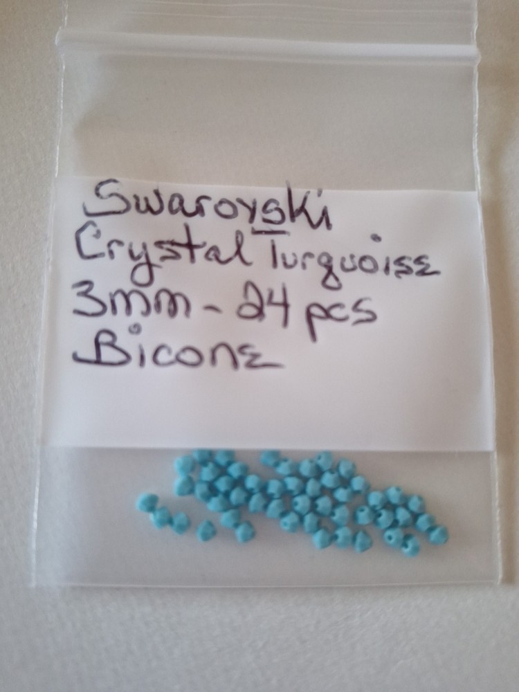 Swarovski 3mm Bicone Faux Turquoise Crystals 24 Pcs Rare New Color