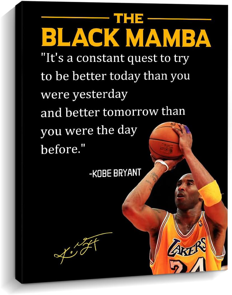 Creoate Kobe Bryant Poster Canvas Wall Art Motivational Framed Canvas Print for