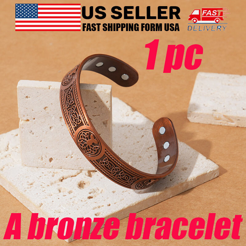1pc Copper Magnetic Bracelet Tree Of Life Cuff Bracelet Free Size Men Women
