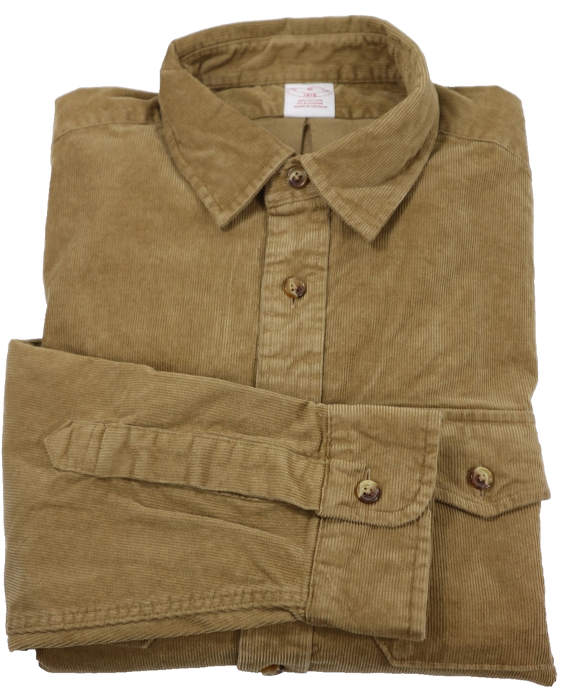 Brooks Brothers Men's Cotton Stretch Corduroy LARGE Beige Shirt Jacket