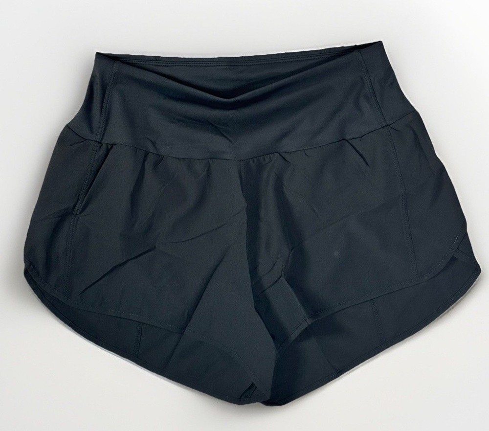 Womens Black Athletic Running Shorts with Zipper Pocket Size S Workout Gym