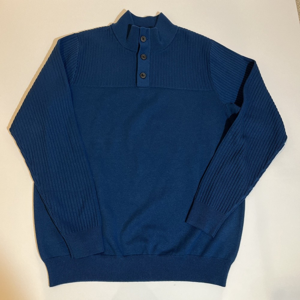 Duluth Trading Co Blue Merino Wool Polyester Blend Pullover Sweater Mens Medium