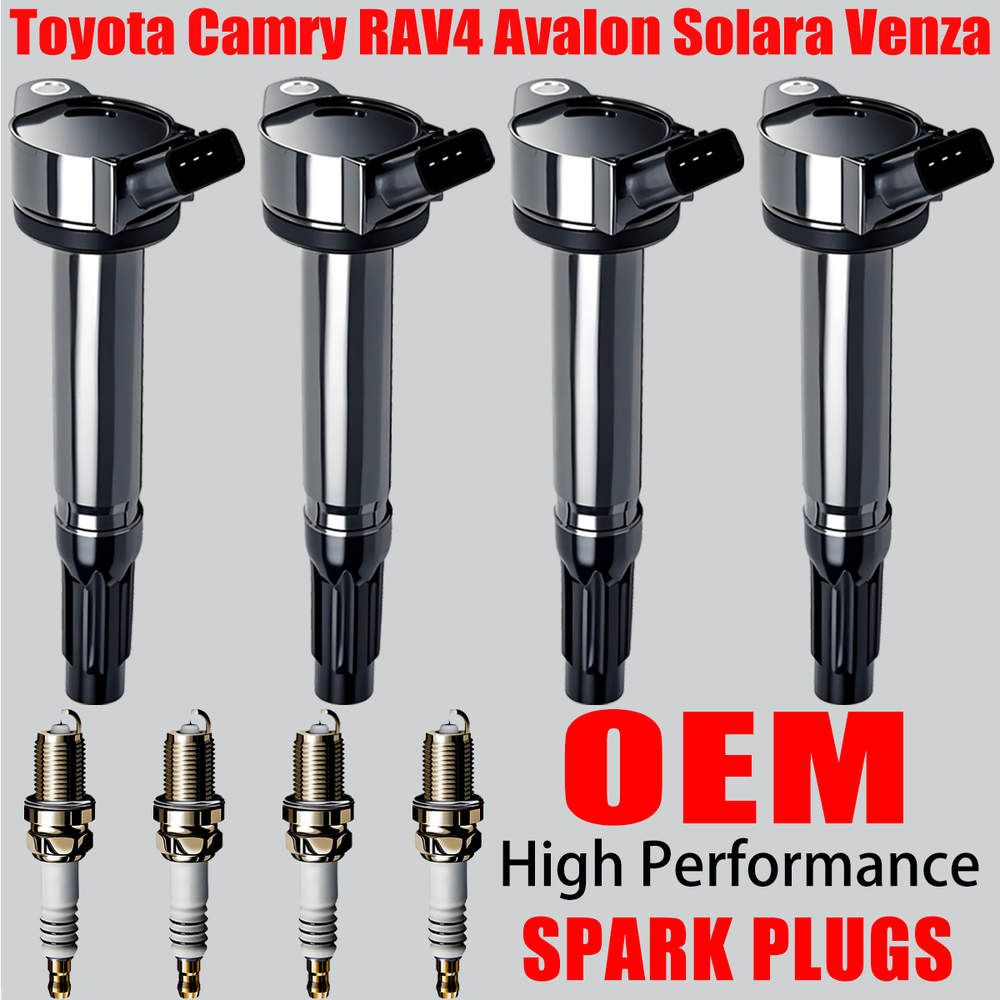 4X OEM Ignition Coil & 4X Iridium Spark Plug For Toyota Camry RAV4 Solara UF487