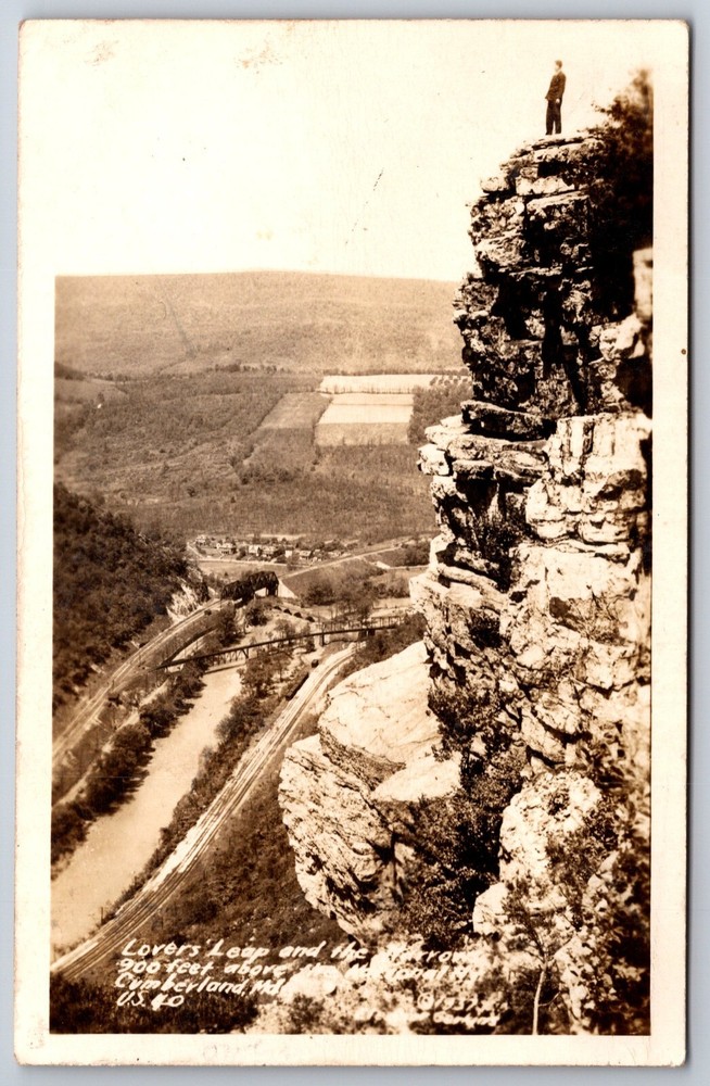 RPPC~Cumberland Maryland~Lovers Leap & The Narrows Scene~Real Photo Postcard