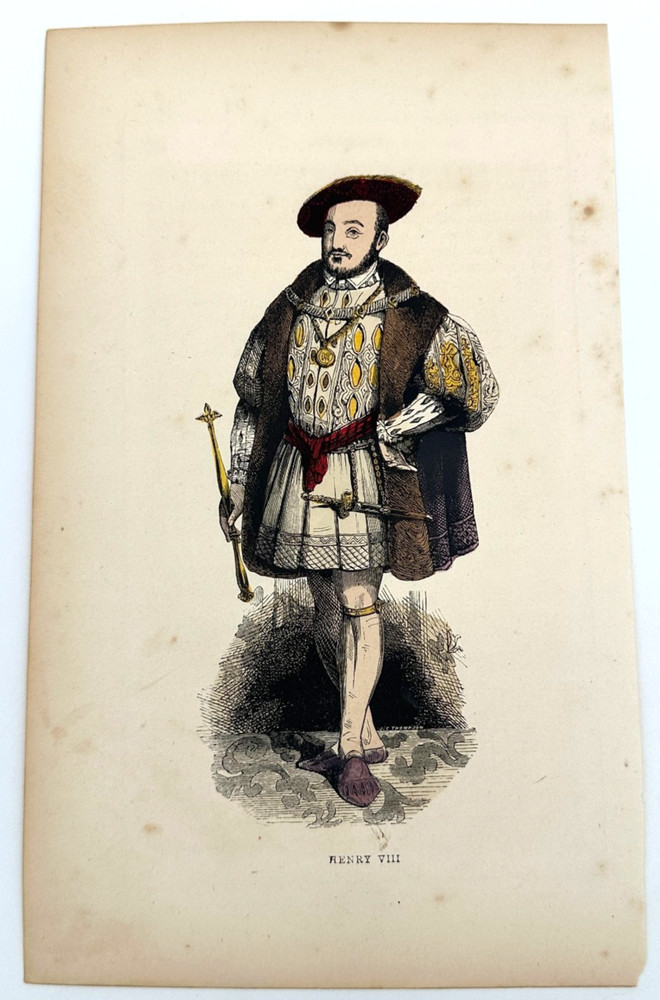 1853 Hand-Colored Engraving – Henry VIII Tudor King of England Gilbert/Thompson