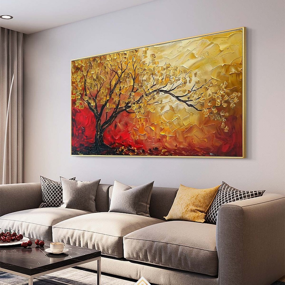 original Hand Painted Abstract Oil Paintings On Canvas Home Decor red Lucky Tree