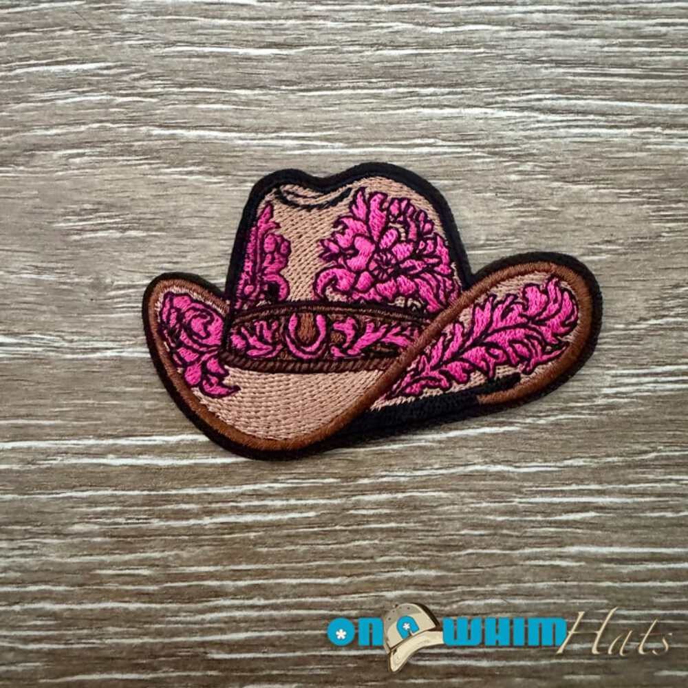 Cowgirl Hat Iron-On Patch - Pink