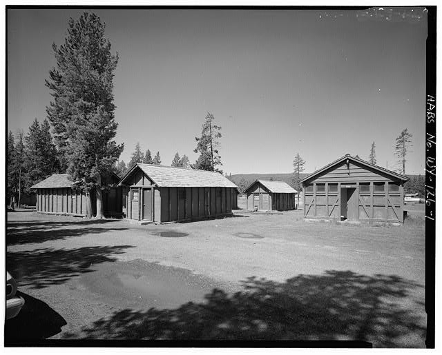 Yellowstone National Park Wyoming Snow Lodge 1930s Cabins near Old Faithful