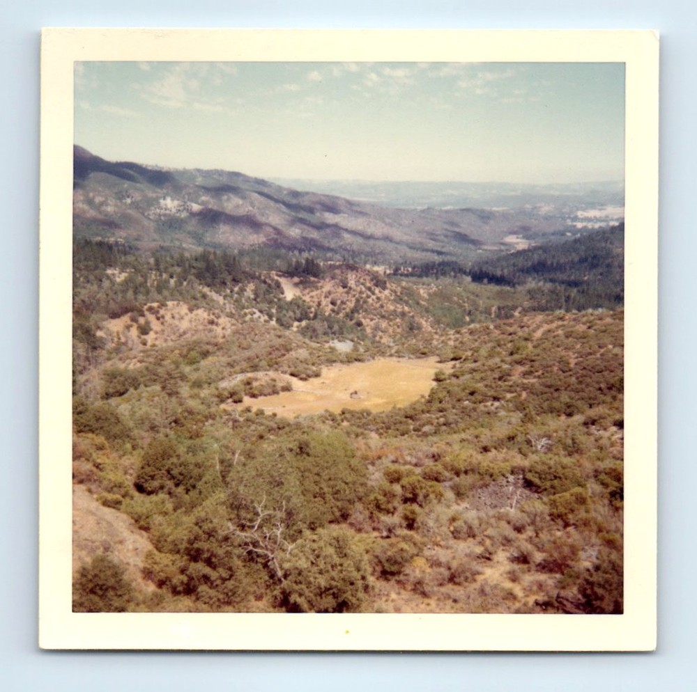 Old Vintage Square Color Photo MOUNTAIN LANDSCAPE TREES HILLS SNAPSHOT PIC