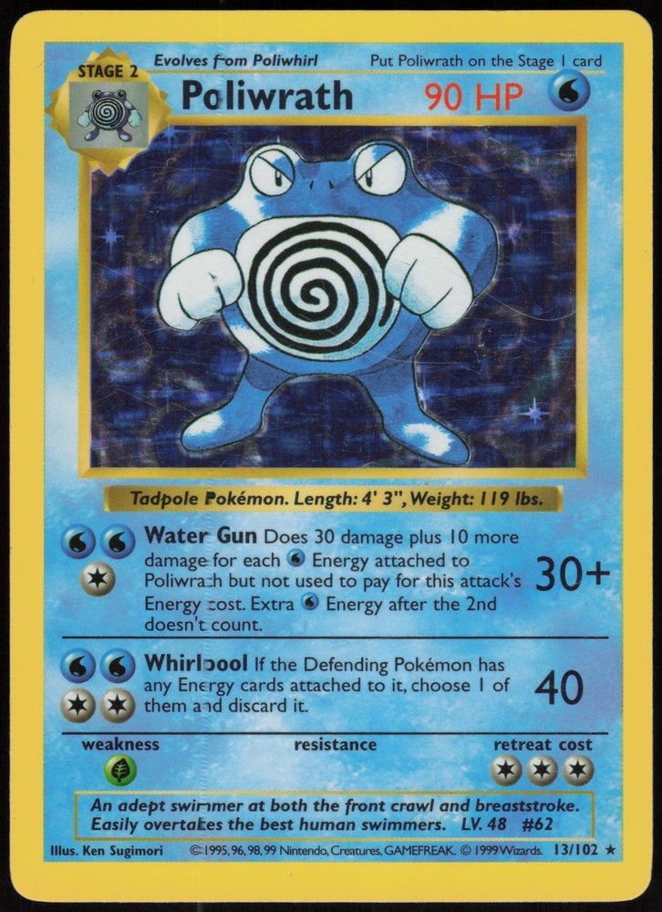 Pokemon TCG Poliwrath #013/102 Base Set (Shadowless)