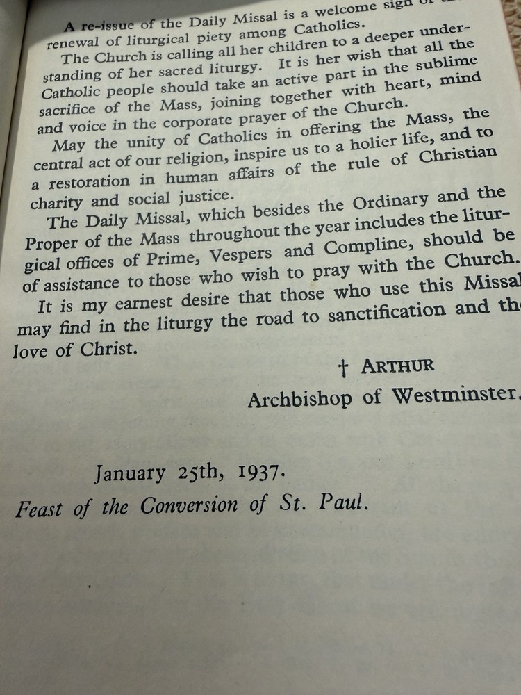 1937 Saint Andrew Daily Missal By Dom Gaspar Hardcover Liturgical Apostolate
