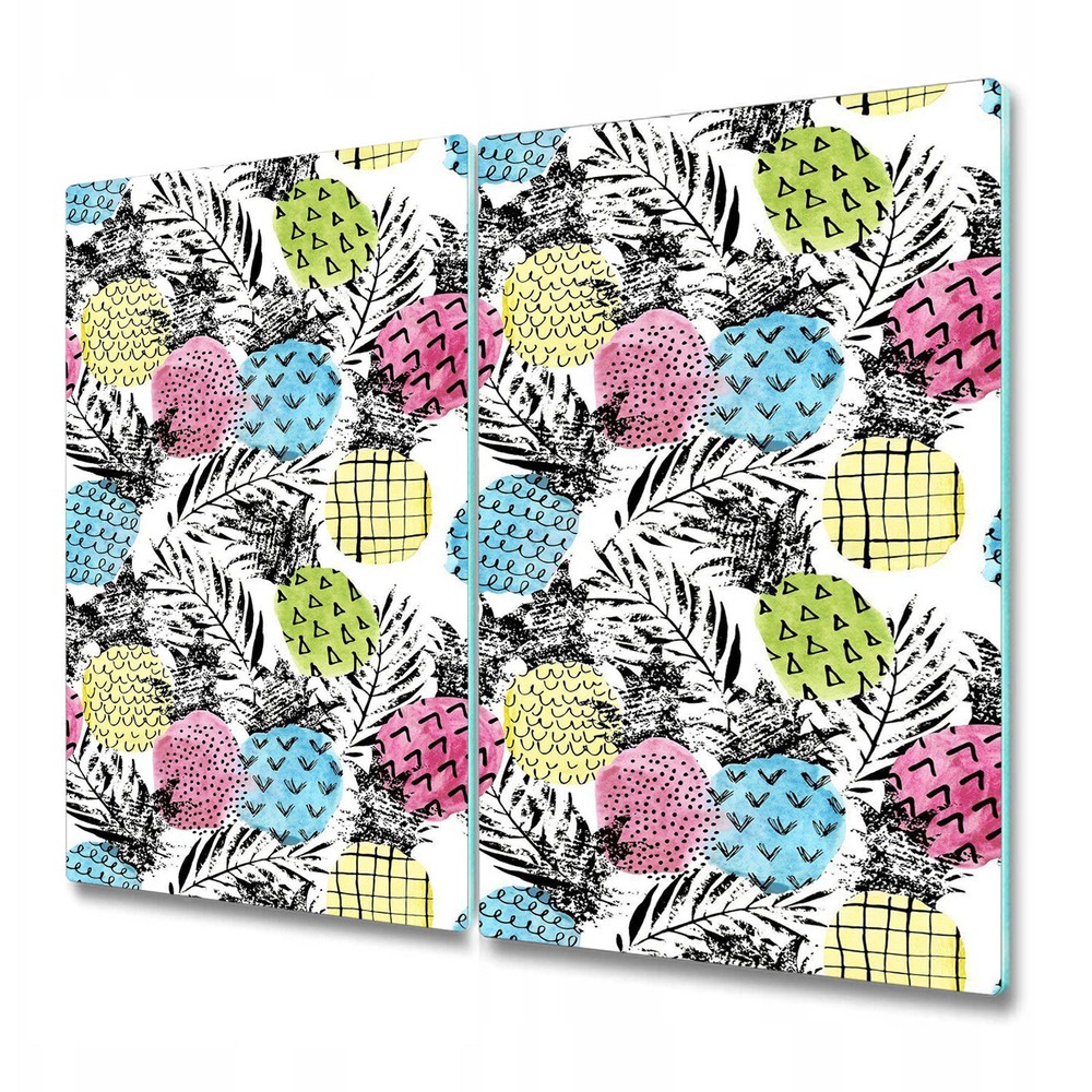 Tempered Glass Worktop Saver Colourful pineapple grunge blue and pink 2x30x52