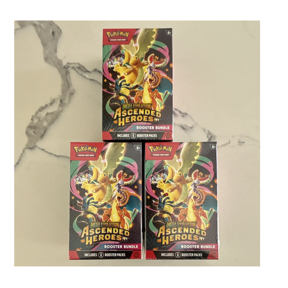 Pokémon TCG Mega Evolution Ascended Heroes Booster Box Bundle 3 Boxes English