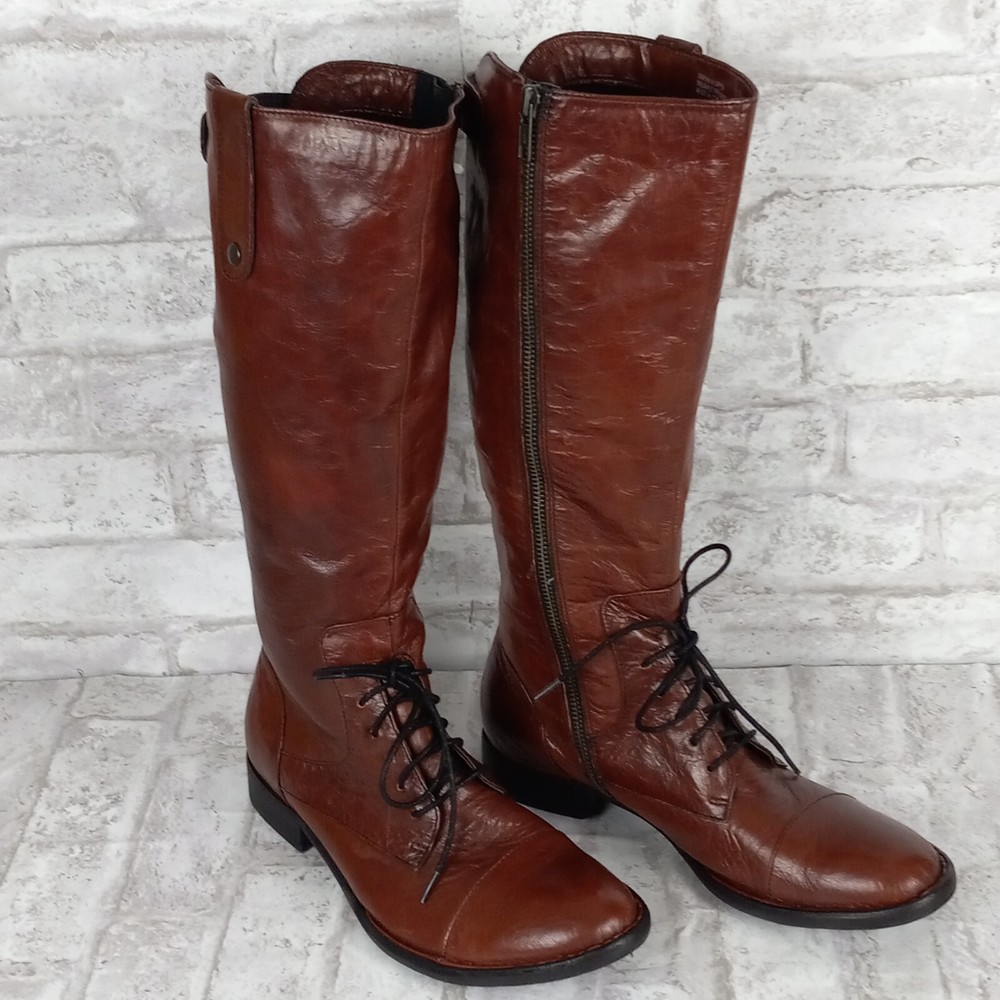 Born Crown Gilmore  Leather Boots Women 7 Brown Academia Cap Toe Military