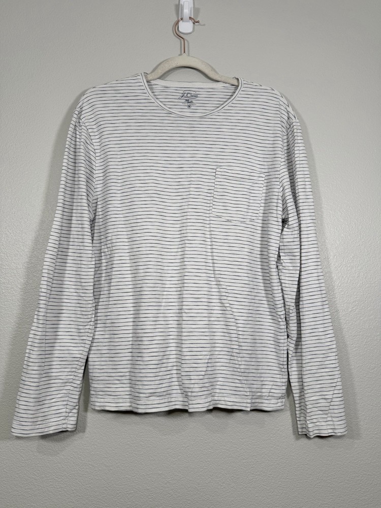 J. Crew Shirt Long-Sleeve Tee Stripe White Black 100% Cotton Knit Top Women M