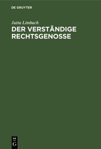 Jutta Limbach Der Verständige Rechtsgenosse (Hardback)