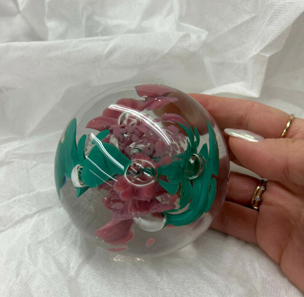 Shirley Elford Art Glass Paperweight Signed Canadian Artist Abstract Design