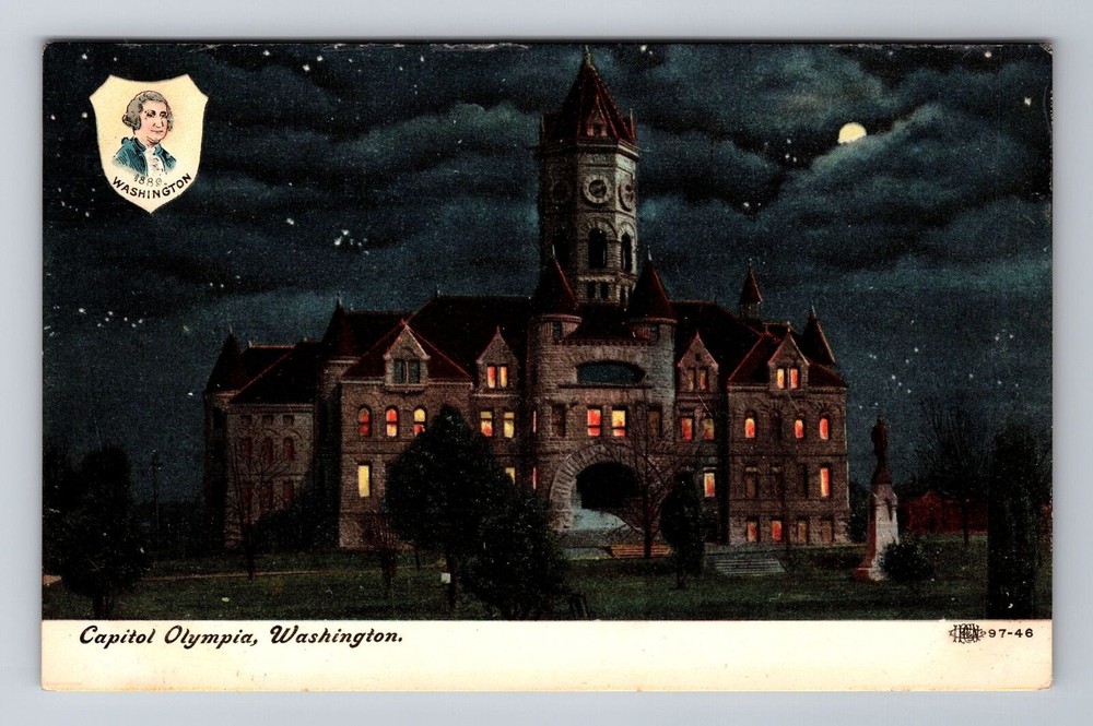 Olympia WA-Washington, Capitol Building, Antique, Vintage Souvenir Postcard