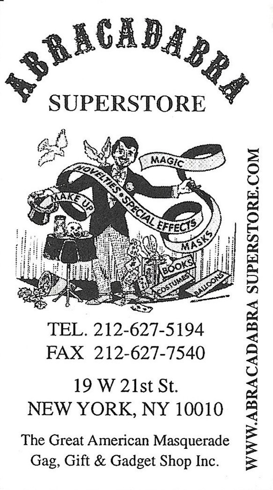 Abracadabra Superstore magic shop business card New York City; Gift & Gadget-image