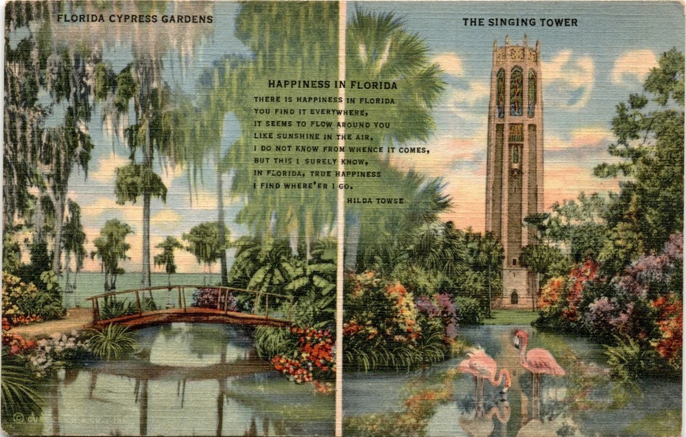 FLORIDA, CYPRESS GARDENS, SINGING TOWER, Lena, H Postcard