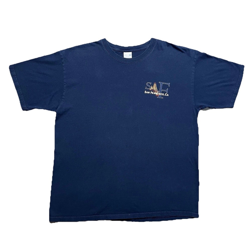 Vintage 90s San Francisco T Shirt XL Blue Golden Gate Bridge Graphic Tourist Tee