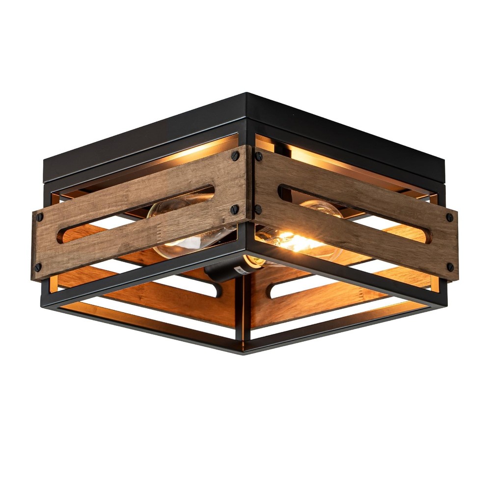 MAYNA Farmhouse Ceiling Light, 2-Light Rustic Flush Mount Ceiling Light with ...