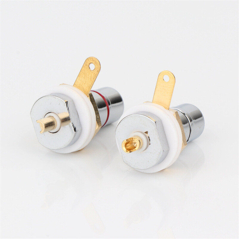 2 Pcs HiFi Audio Rhodium Gold Plated RCA Socket Phono Chassis Female for Amp