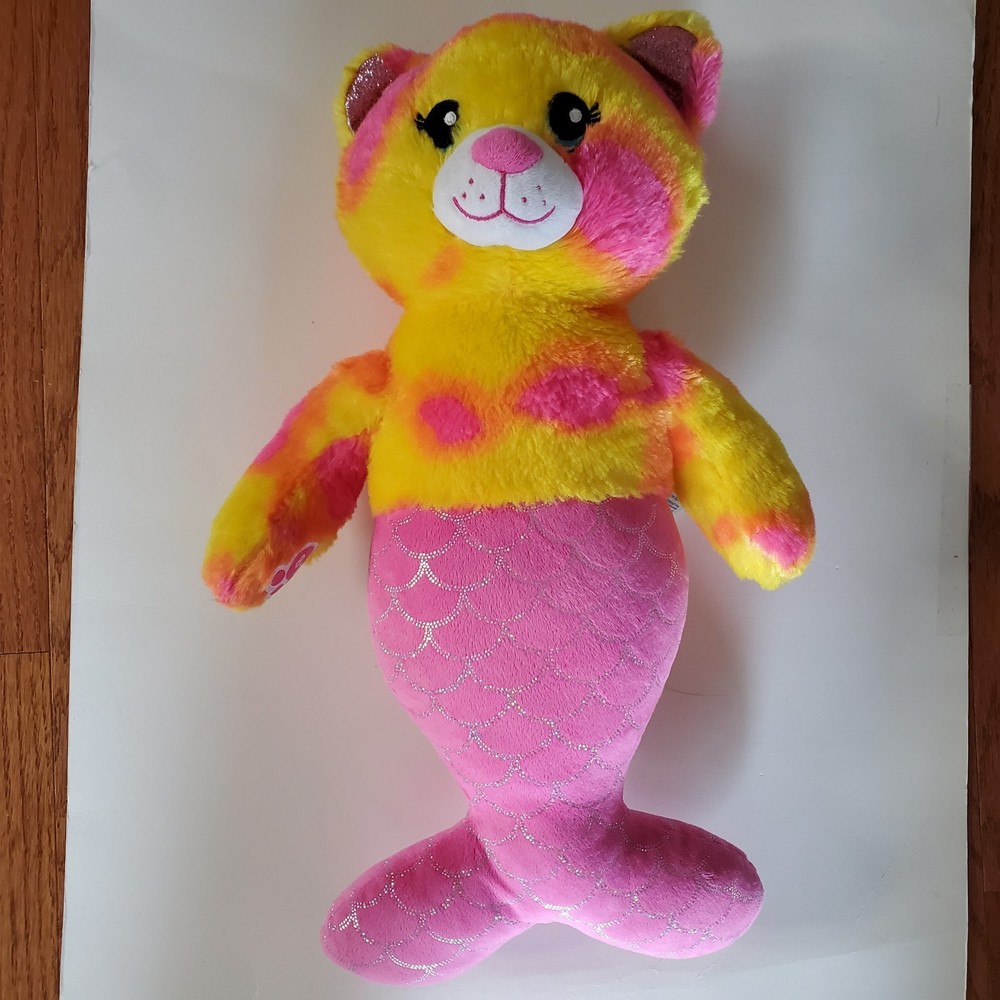 Build-A-Bear Mermaid Cat Kitty Plush Pink Yellow 17