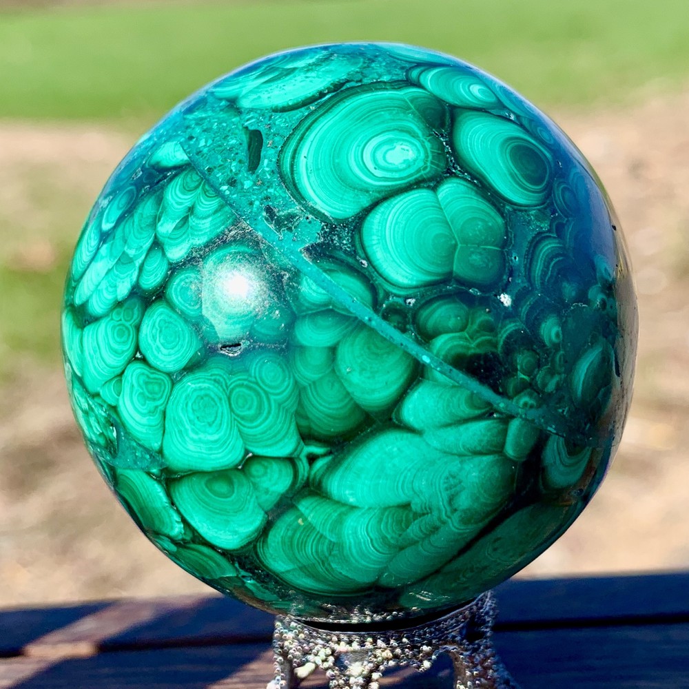 248G Natural glossy Malachite ball transparent cluster rough mineral sample