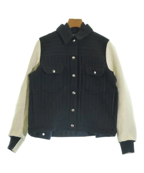 sacai luck Women's Blouson Jacket Navy White Stripe M Vintage Used Thick Wool