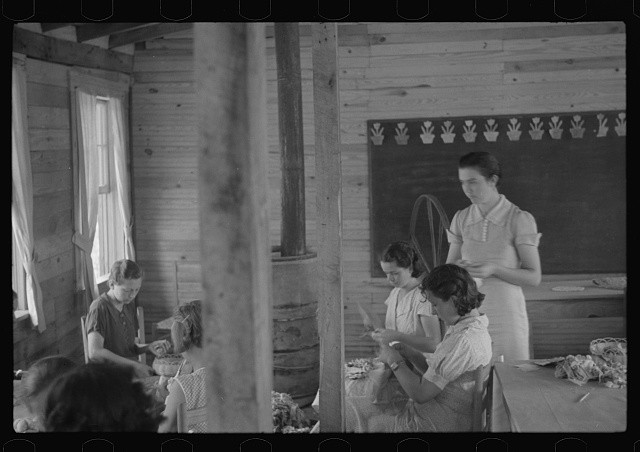Photo:1930s Classroom Sewing Lesson Teacher Students School Interior