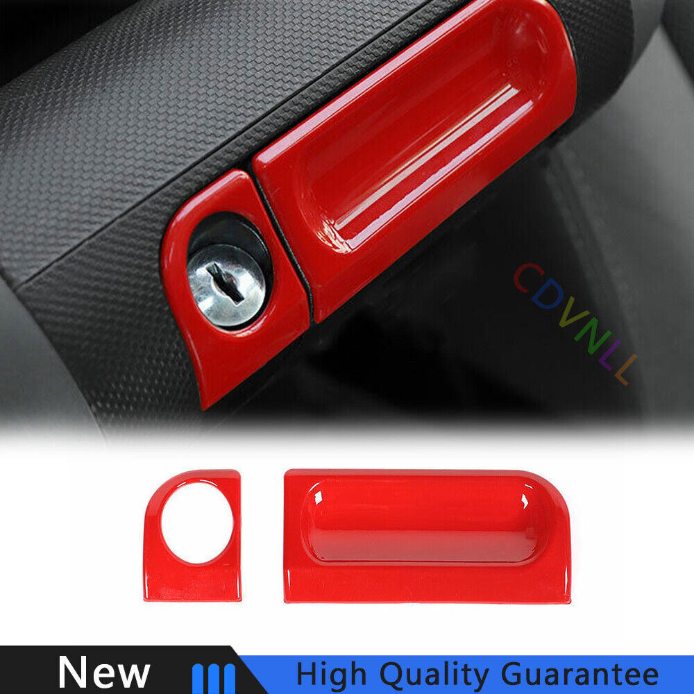 Fit For Jeep Wrangler JK 2007-2010 Bright Red Car Storage Box Keyhole Cover Trim