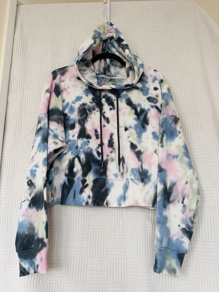 90 Degree by Reflex Tie-Dye Cropped Hoodie, size  L,