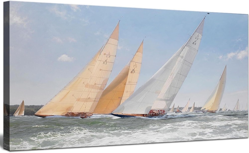 Large Framed Wall Art Painting - Picture Frames Collage 20x40inch, sailboat