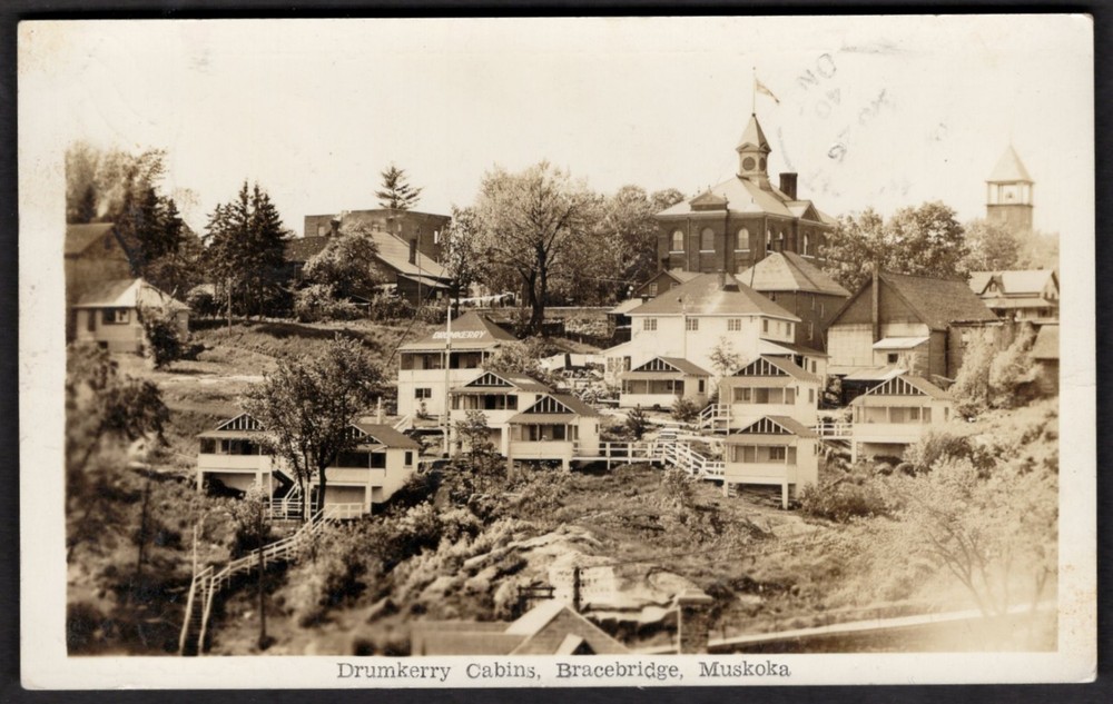 Canada BRACEBRIDGE Ontario 1940 Muskoka Drumkerry Cabins. Real Photo Postcard