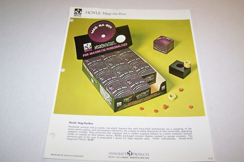 Vintage HOYLE CARDS Mag-Na-Box Magnetic Game -  2-Sided ad sheet #0021