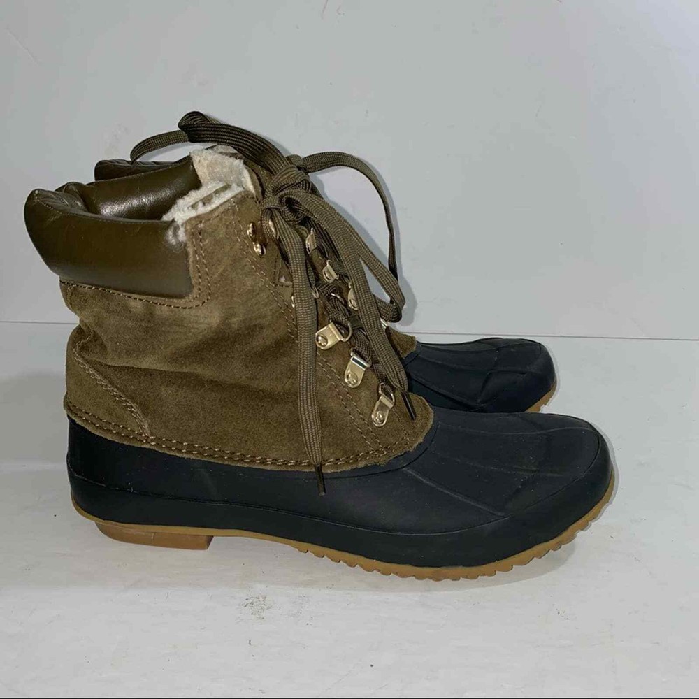 Joie Womens Size 38.5 Boots Olive Suede Lace Up Rain Snow Ankle