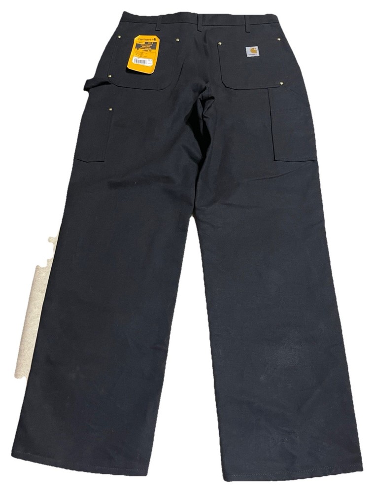 NWT Black Carhartt Double Knee Work Pants 36x32 Loose Fit B01 - M
