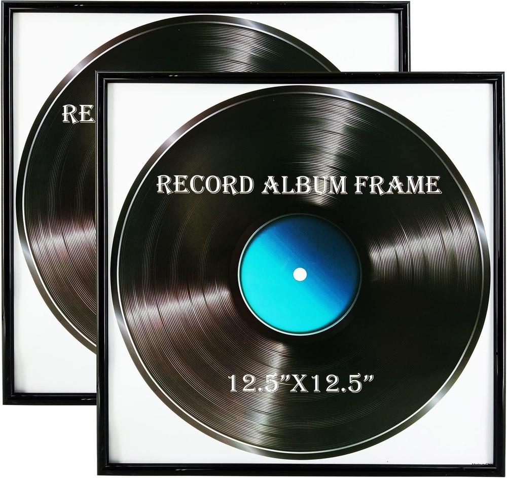 tBlack Music Record Album Frame, 2 Pack, 12.5x12.5 Inch High Glossy Frame, Ma...