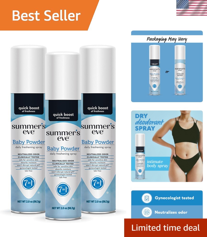 2 oz Baby Powder Feminine Spray (3 Pack) – Micellar Cleansing & Odor Control