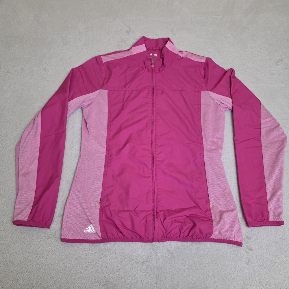 Adidas Climaproof Women’s Medium Pink Windbreaker Full Zip Jacket