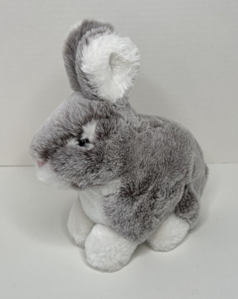 Animal Adventure 9” Bunny Rabbit Plush Gray Brown White Stuffed 2019 Realistic