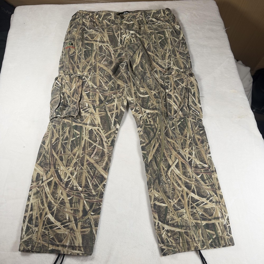 Mossy Oak Pants Mens Large 30 Brown Camo Cargo Hunting Outdoor Drawstring Hem