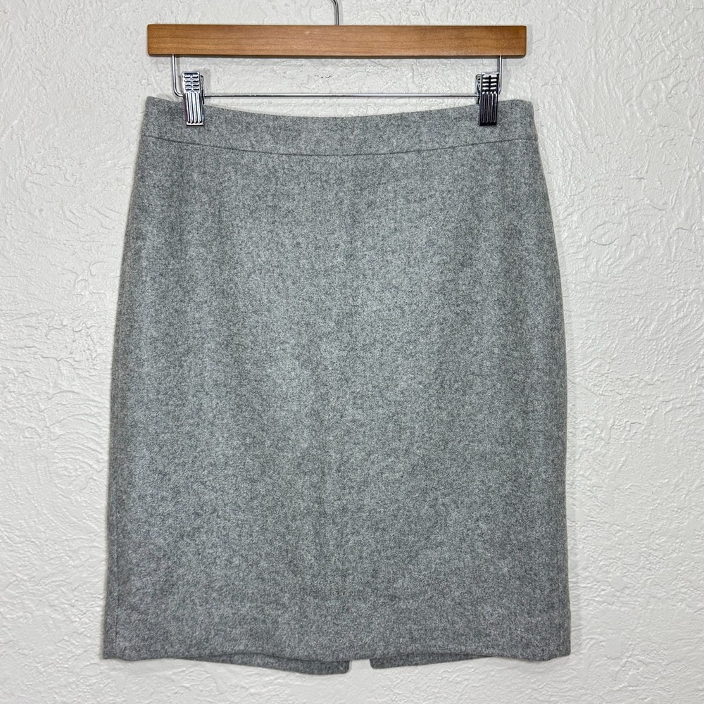 J Crew Wool Pencil Skirt 4 Vtg Y2K Gray Old Money Capsule Minimal Quiet Luxury