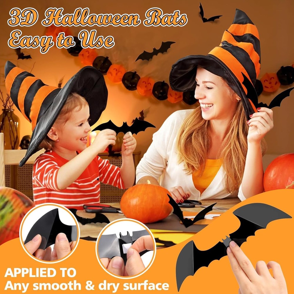 100Pcs Bats Halloween Decorations: Halloween Bats Wall Décor Bat Stickers Decals