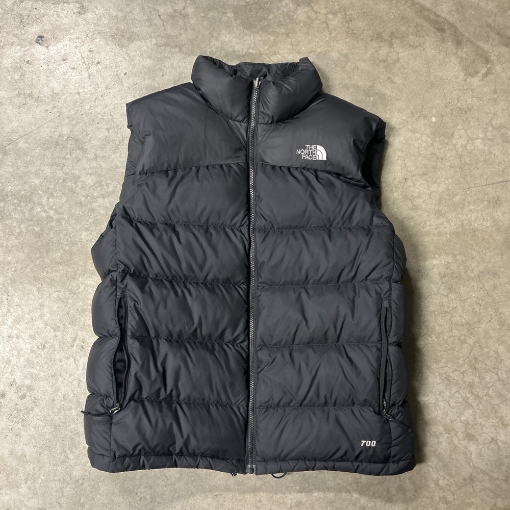 The North Face Vest Mens Large Black Nuptse 700 Down Puffer Insulated Full Zip